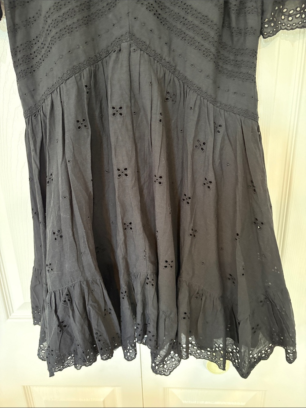 Madewell Eyelet Flutter Sleeve Mini Dress Jet Black Pockets - 4 NWT 100% Cotton - Picture 10 of 10